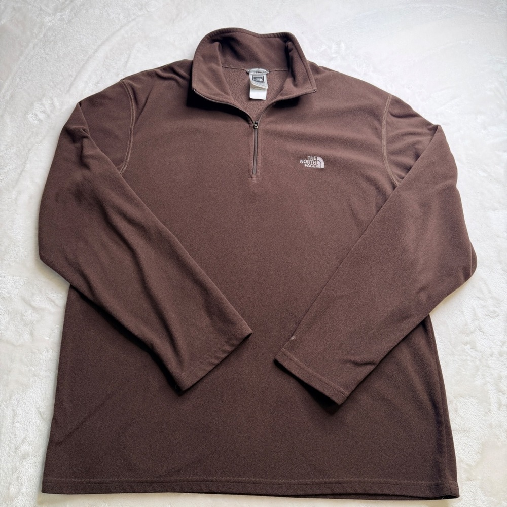 The North Face TKA 100 Fleece Pullover Mens Large Brown Quarter Zip Mock Neck